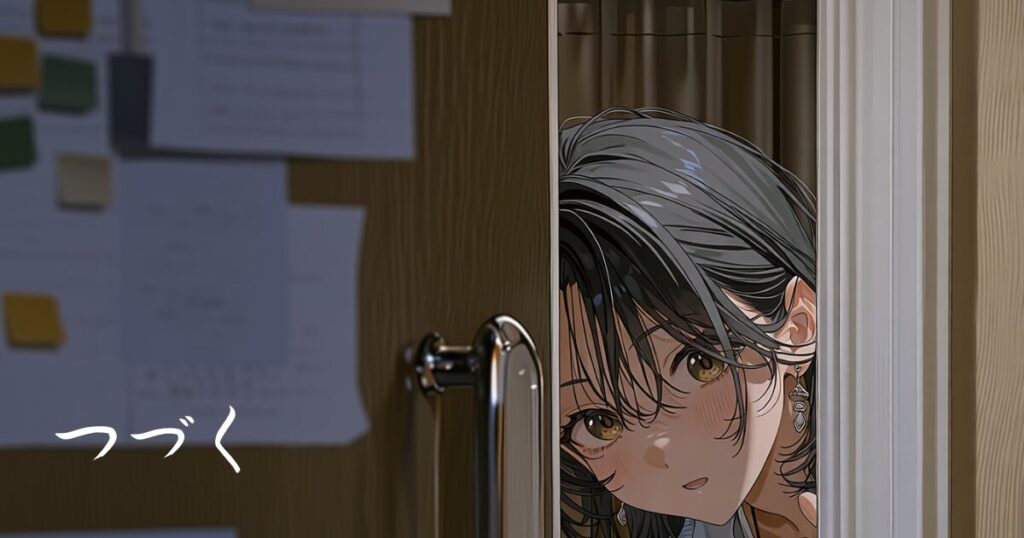 女性が室内を伺うように覗いているイラスト